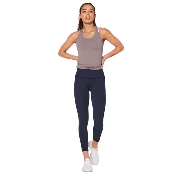 EUC Lululemon Women 2‎ Train Times 7/8 Pant Midnight Navy Blue Solid Color Mesh - Picture 4 of 17